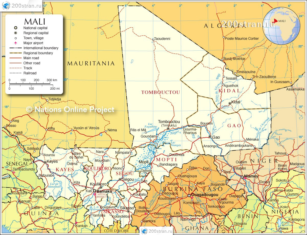 Мали на карте африки на русском языке географическая карта